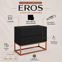 Ver imagem 2 de Mesa Cabeceira Eros 60cm 2 Gavetas Estilo Industrial Preto Pés Cobre
