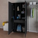 Ver imagem 2 de Armário Multiuso 2 Portas com Rodízios Milão Preto - Panorama Móveis