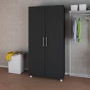 Ver imagem 1 de Armário Multiuso 2 Portas com Rodízios Milão Preto - Panorama Móveis