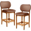Ver imagem 1 de Kit 02 Banquetas Baixa Bar Cozinha E Sala De Jantar Fixa Betta L02 Imbuia Couríssimo Marrom - Lyam