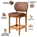 Ver imagem 4 de Kit 02 Banquetas Baixa Bar Cozinha E Sala De Jantar Fixa Betta L02 Imbuia Couríssimo Marrom - Lyam
