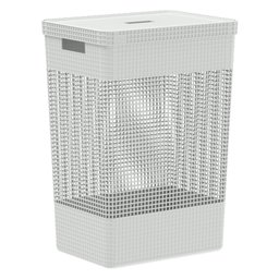 Cesto de Roupa Suja Tampa Grid 49L Organizador Área Serviço:Branco - 1