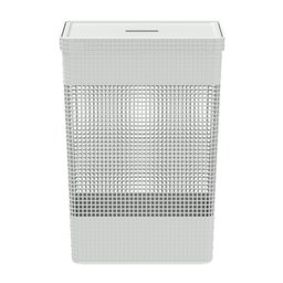 Cesto de Roupa Suja Tampa Grid 49L Organizador Área Serviço:Branco - 3
