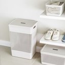 Ver imagem 2 de Cesto de Roupa Suja Tampa Grid 49L Organizador Área Serviço:Branco