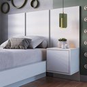 Ver imagem 1 de Cabeceira para Cama Solteiro 122cm e Mesa Cabeceira Suspensa Cor:branco