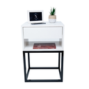 Ver imagem 1 de Mesa De Cabeceira Industrial OFF WHITE 30cm BASE PRETA - Enviamos MONTADO