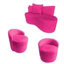 Ver imagem 2 de Kit Namoradeira + 2 Poltronas Yara Orgânica Veludo Rosa Pink