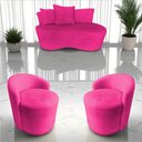Ver imagem 1 de Kit Namoradeira + 2 Poltronas Yara Orgânica Veludo Rosa Pink