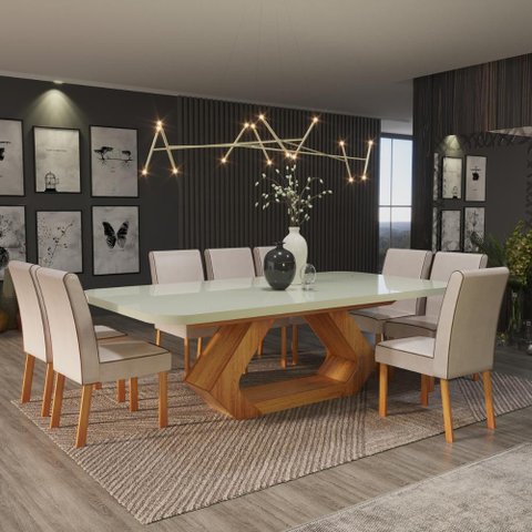 Sala de Jantar 220x110 8 Cadeiras Lottus Bom Pastor