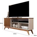 Ver imagem 2 de Rack Retrô TV até 60 Polegadas Pés de Madeira 1 Porta e Nichos Malbec Wood 1.36:Off White/Nature