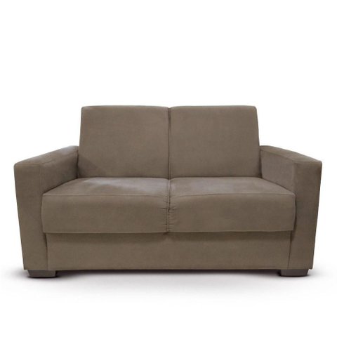 Sofá Estofado 2 Lugares Sala Estar Recepção Natália Suede Capuccino
