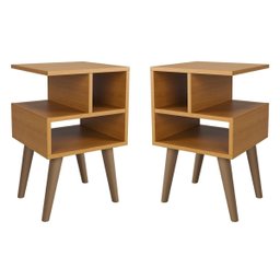 Kit 2 Mesa de Apoio para Quarto | Compacta e Econômica:nature - 1