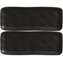 Ver imagem 1 de Kit 2 Travessas Cerâmica Preto Fosco 33x13cm Bandeja Sushi Porto Brasil Hygge