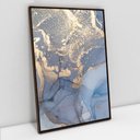 Ver imagem 1 de Quadro Decorativo em Canvas Abstrato Mármore Azul Perolado TaColado Moldura Flutuante 4,5cm Madeira