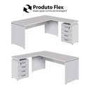 Ver imagem 7 de Mesa L Escrivaninha 1,70m Gaveteiro 4 Gavetas Pés Painel F5 Cor:cinza