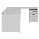 Ver imagem 4 de Mesa L Escrivaninha 1,70m Gaveteiro 4 Gavetas Pés Painel F5 Cor:cinza