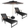 Kit 2 Espreguiçadeiras Piscina Amélia Aluminio Tela + Guarda Sol de Praia Área Externa - 1