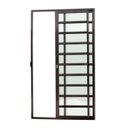 Ver imagem 1 de Porta de Alumínio de Correr 210x120cm 2 Folhas com Travessa e Vidro Liso Corten Super Brimak