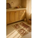 Ver imagem 2 de Jogo de Tapete 3 Peças Floral Bicolor Dourado com Caramelo