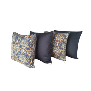 Kit 4 Capas de Almofada 40 X 40 Malha Gel Helanca com Zíper Estampadas e Lisas Decoração:25 Azul Mar