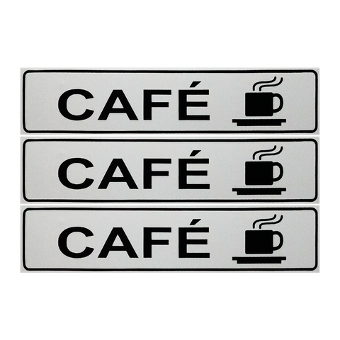 Combo 6 Placas De Sinalização Café 30x7 Acesso - B-506/1 F9e
