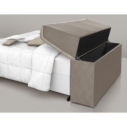 cabeceira box diamante 140cm com bau detalhe estofado:Bege - 3