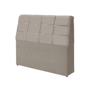 cabeceira box diamante 140cm com bau detalhe estofado:Bege