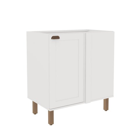 Balcão de Cozinha Canto Reto 1 Porta Iluminata Branco/Fendi