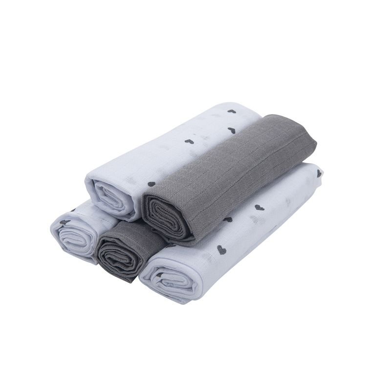 Fralda de Pano Prime Baby Joy Estampado/liso 80cmx80cm Pct C/05un //coracoes - 1