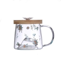 Caneca de Vidro Lyor com Pires de Bambu Daisy 330ml 5705 - 1 Caneca de Vidro Lyor com Pires de Bambu Daisy 330ml 5705 - 1