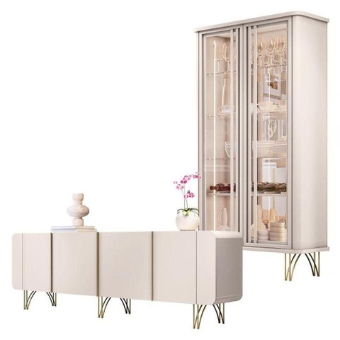 Buffet Saluti e Cristaleira Évora Off White - Hb Móveis
