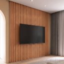 Ver imagem 1 de Painel para Tv 80 Polegadas 250cmx223,5cm Ripado em Placa 100% Mdf Marrom Freijó/Madeirado