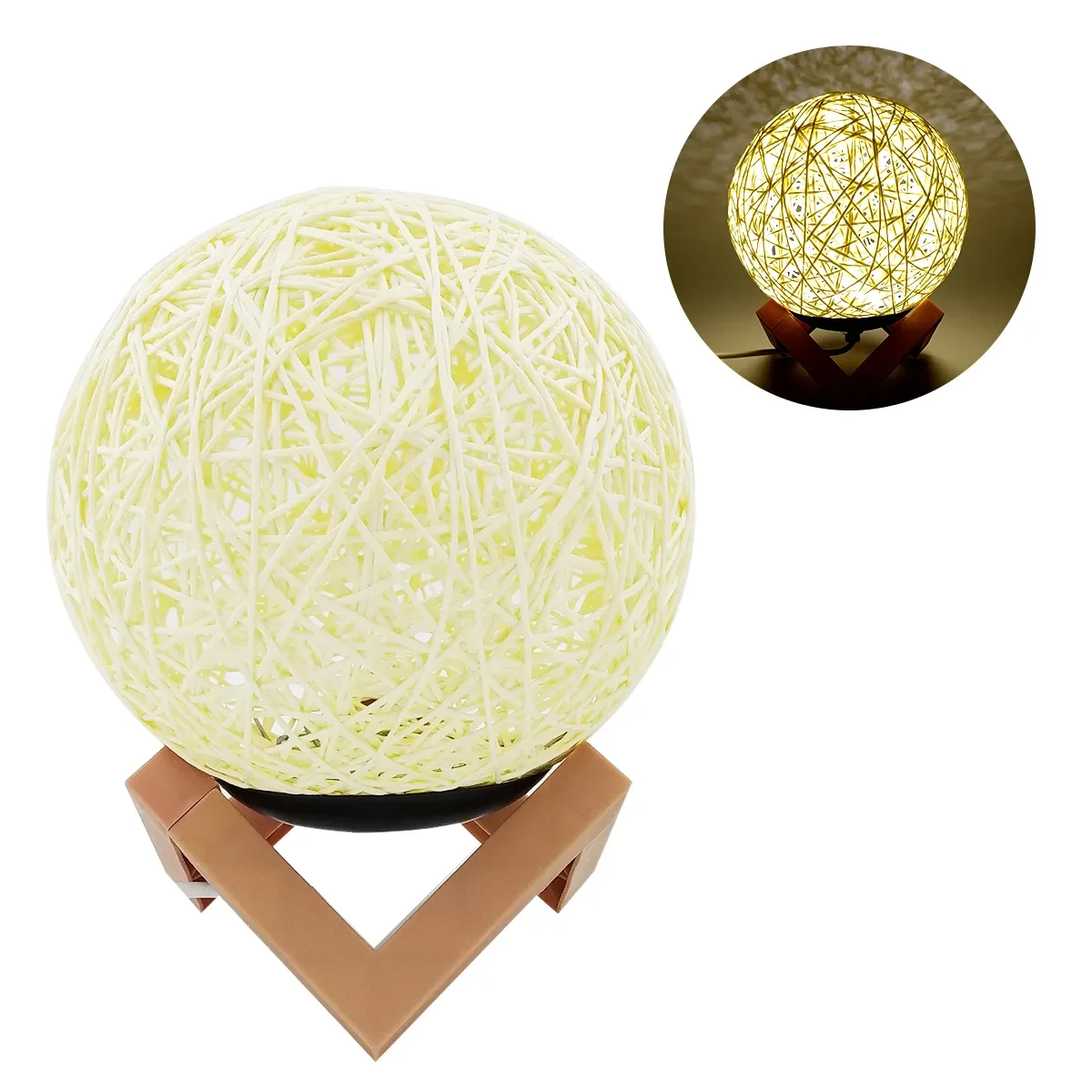 Luminária Decorativa Bola de Barbante Usb : Ilumine Sua Casa com Estilo e Aconchego - 1