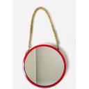 Ver imagem 1 de Espelho decorativo Escandinavo redondo - 30cm cor Armação de metal - Vermelho