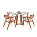 Ver imagem 3 de Mesa Viena 4 Lugares Tampo Off White 4 Cadeiras Madeira Maciça e Estofada Verona Espresso Móveis