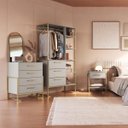 Ver imagem 5 de Conjunto Quarto Industrial Closet Cômoda e Mesa de Cabeceira Arenas/Dourado