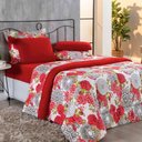 Ver imagem 4 de Kit Edredom Malha 100% Algodão Primavera 3 Peças Queen - Floral Vermelho