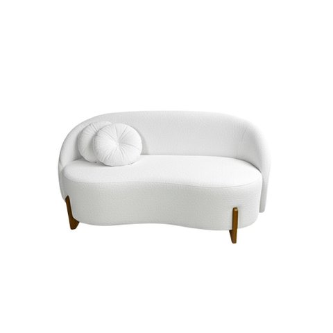 Sofá Orgânico 2 Lugares c/2 Almofadas Curvo Sala Recepção Amsterdã Boucle Branco - Montanari'S Decor