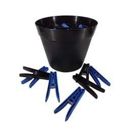 Cesto Preto Pregadores de Roupas Plástico Preto com Azul - Azul - 1