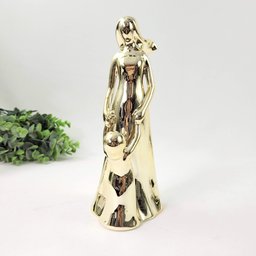 Estátua Mãe e Filha Dourada Decorativa 22x8x9cm Presente - 3