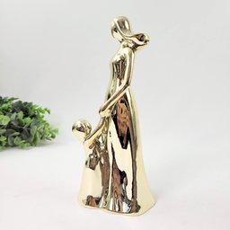 Estátua Mãe e Filha Dourada Decorativa 22x8x9cm Presente - 5