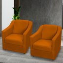 Ver imagem 3 de Kit 12 Poltronas Mila Pé de Plástico Cromado - Terracota Suede