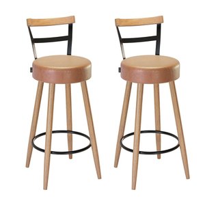 Kit 2 Banquetas Alta Clark Balcão Bar Bancada Bistrô Gourmet Estrutura Pés Madeira Natural - Cores -