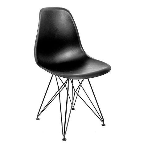 Cadeira Charles Eames Ferro Preto Assento Preto