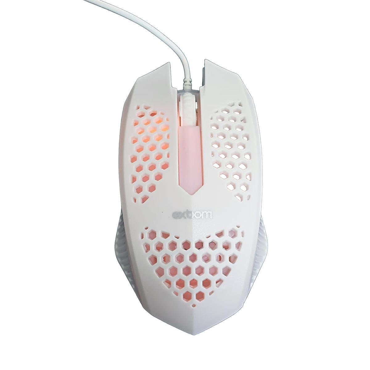 Mouse Gamer Óptico 1200dpi Ultraleve Colmeia Led Rgb Branco