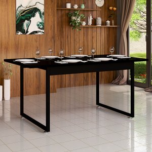 Mesa de Cozinha Retangular 120x80 Estilo Industrial para Sala de Jantar e Restaurante com Tampo de M