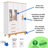 Quarto Bebê Retrô Janelado Completo com Guarda Roupa 4 Portas Berço Minicama Cômoda 4gavetas 100%mdf - 7