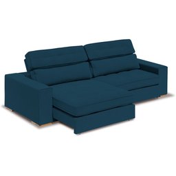 Sofá Londres Retrátil e Reclinável 2 Módulos Premium Veludo Azul 2,90m - 3