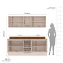 Ver imagem 2 de Armário de Cozinha Modulada Completa 4 Peças 200cm com Tampo 250046 Koya Politorno Móveis