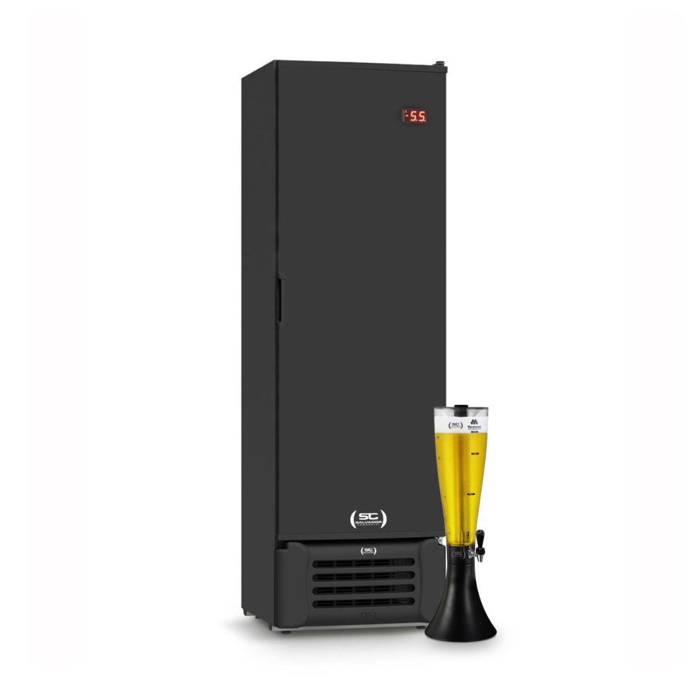 Cervejeira Expositora Porta Sólida 400L VCC400S Preta 127V Refrimate Com Chopeira 3,5L - 5